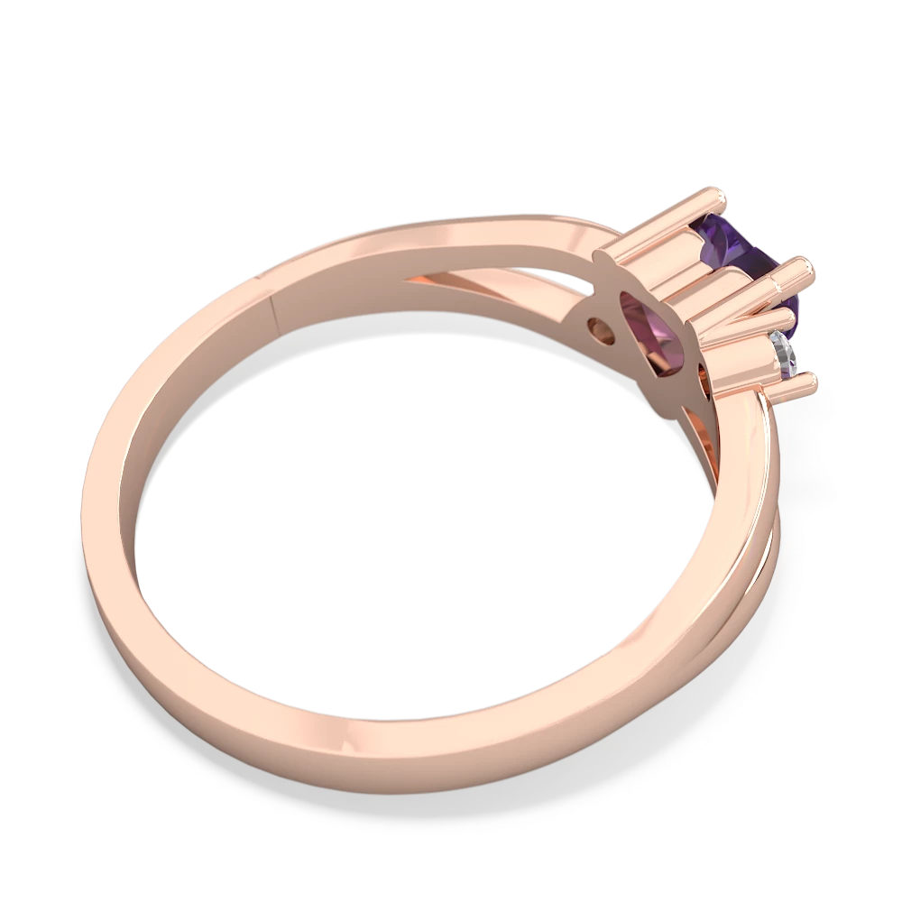 Amethyst Split Band Swirl 14K Rose Gold ring R2130