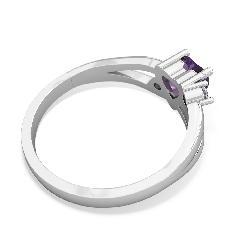 Amethyst Split Band Swirl 14K White Gold ring R2130