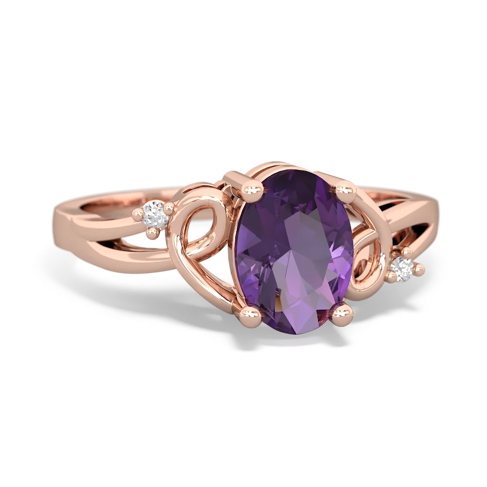 Amethyst Swirls 14K Rose Gold ring R2347