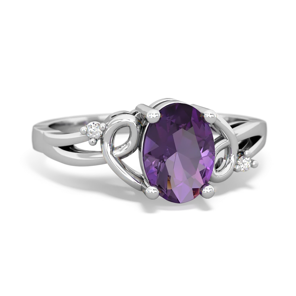 Amethyst Swirls 14K White Gold ring R2347