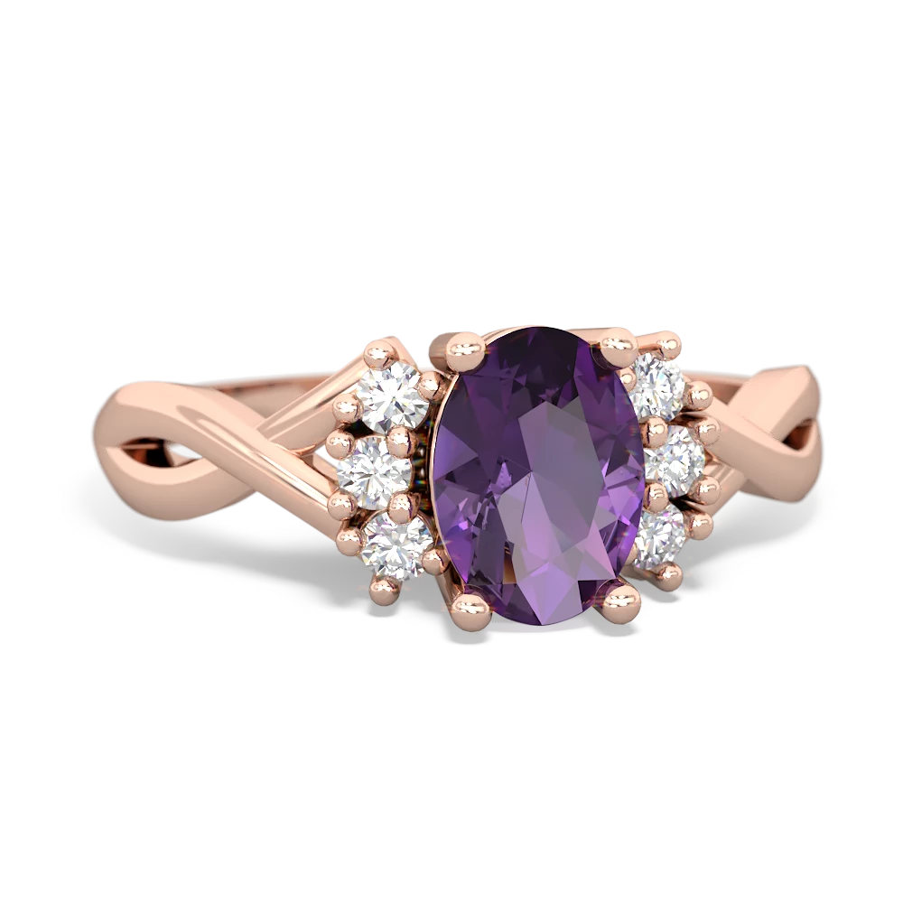 Amethyst Victorian Twist 14K Rose Gold ring R2497