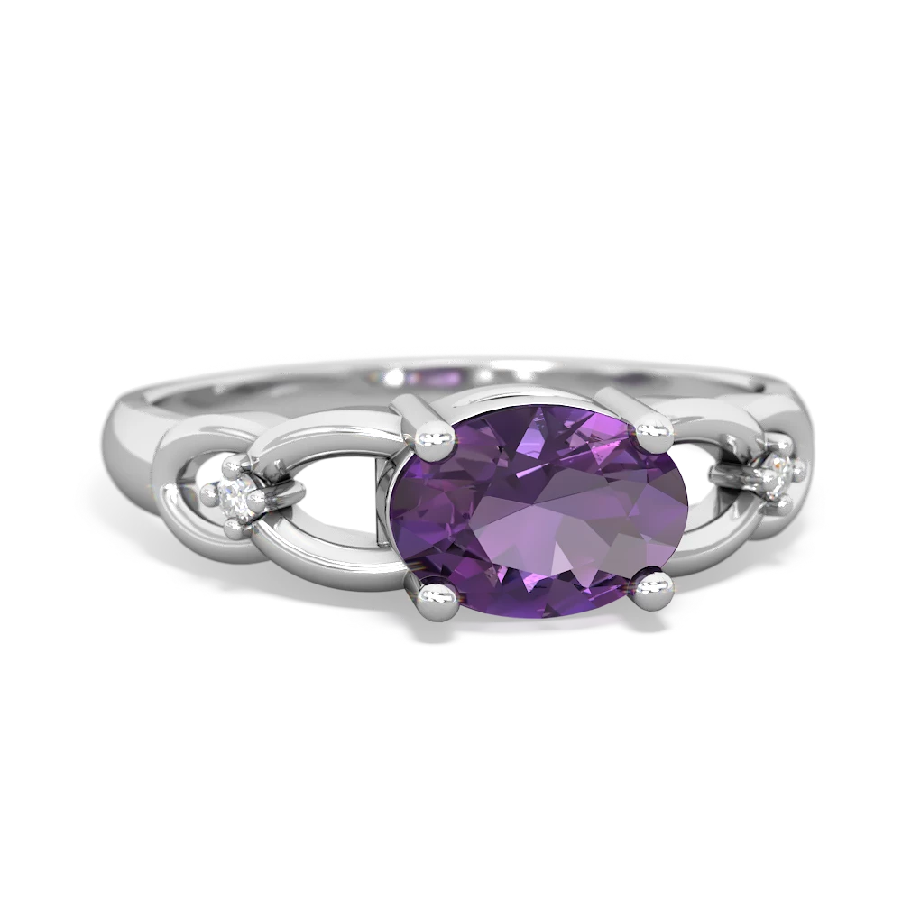 Amethyst Links 14K White Gold ring R4032