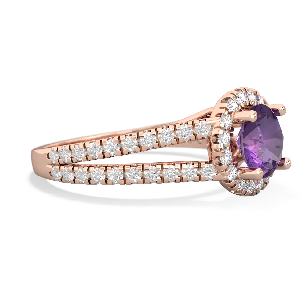 Amethyst Pave Halo 14K Rose Gold ring R5490