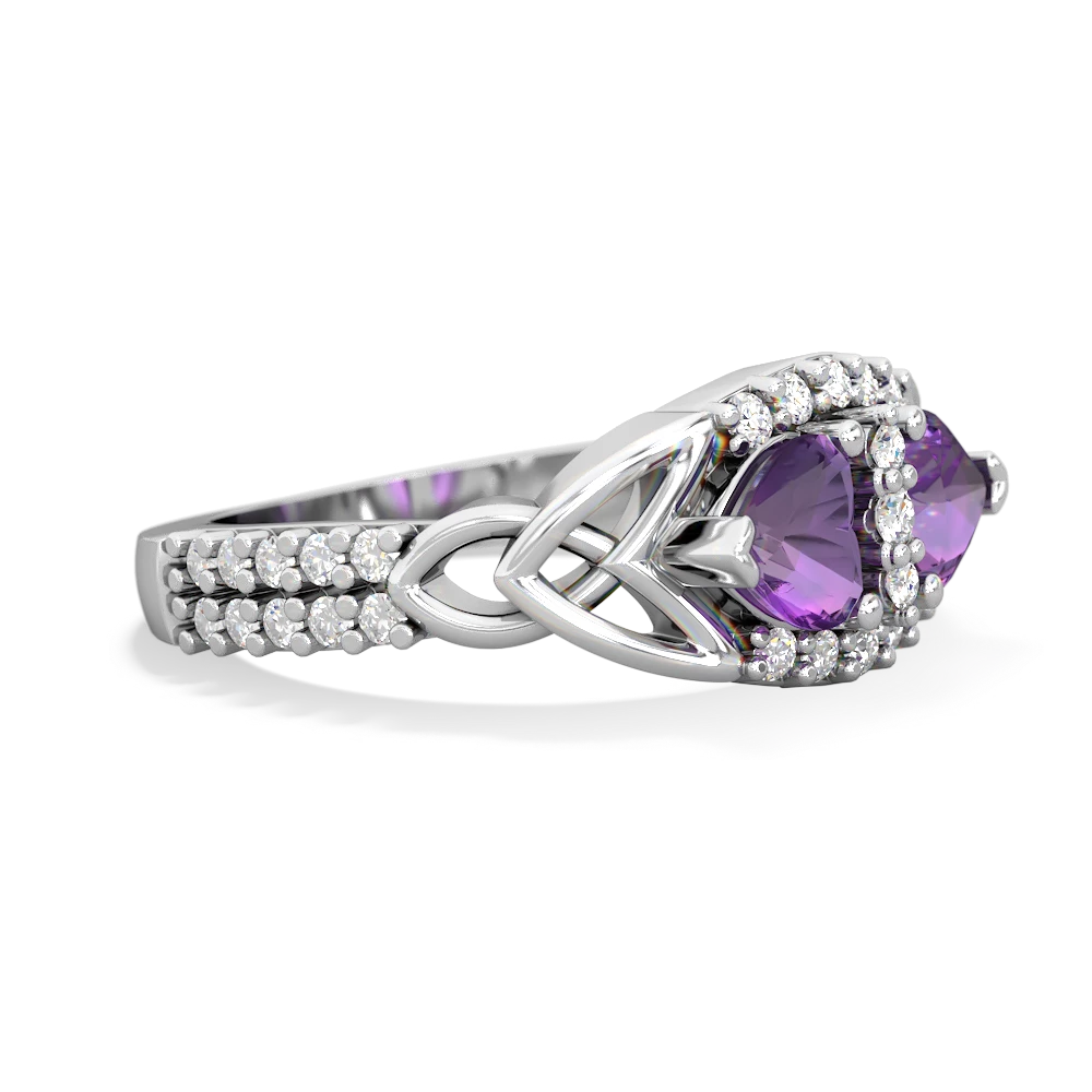 Amethyst Sparkling Celtic Knot 14K White Gold ring R2645