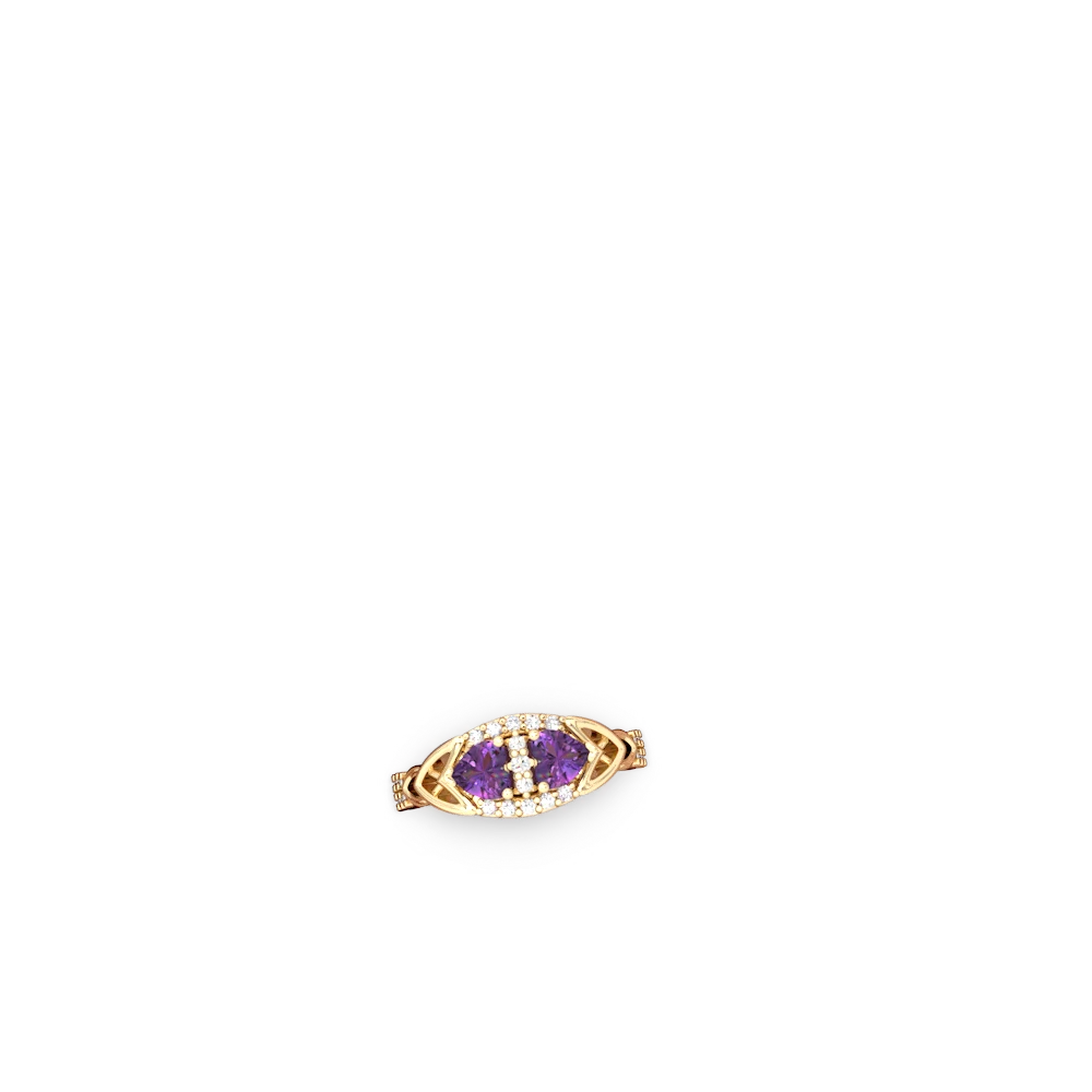 Amethyst Sparkling Celtic Knot 14K Yellow Gold ring R2645