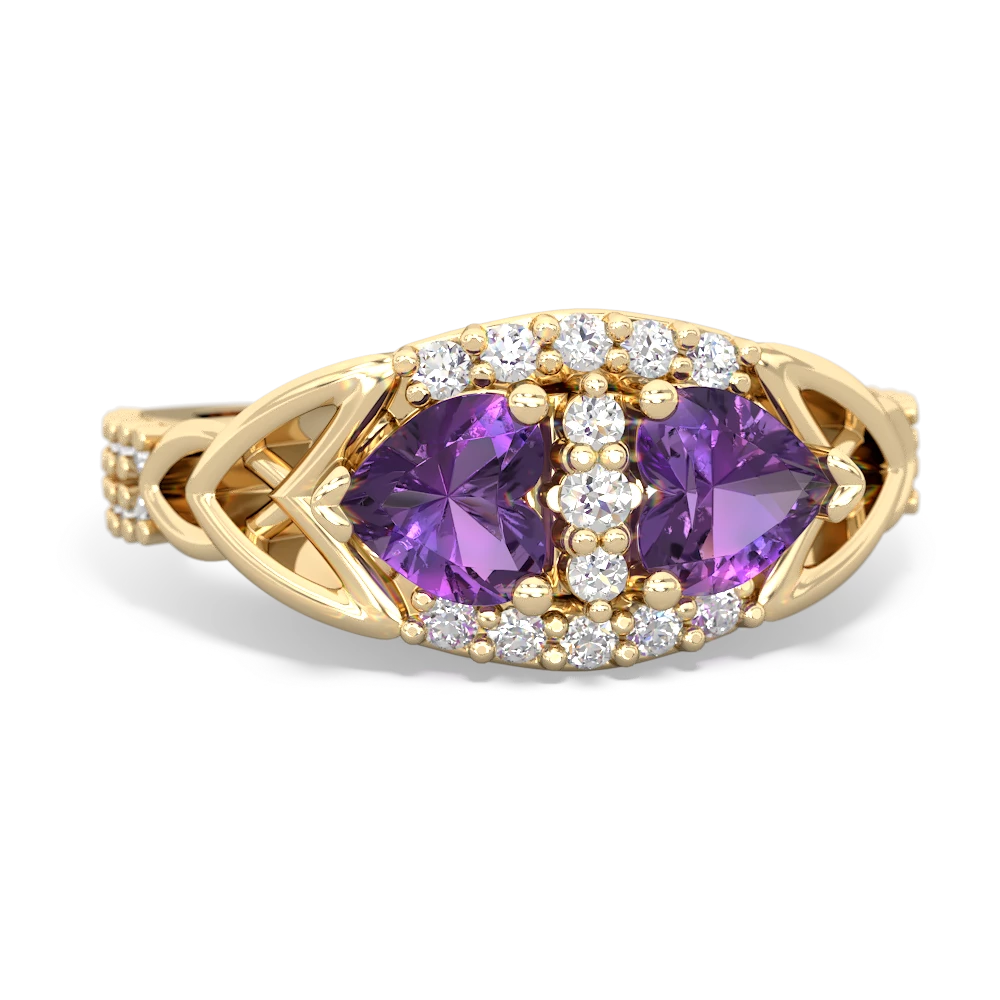 Amethyst Sparkling Celtic Knot 14K Yellow Gold ring R2645