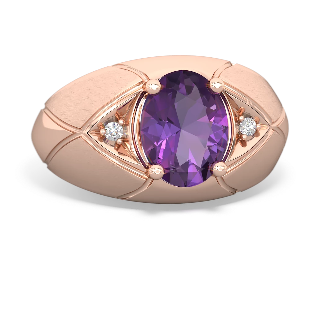 Amethyst Men's Crossroads 14K Rose Gold ring R0361