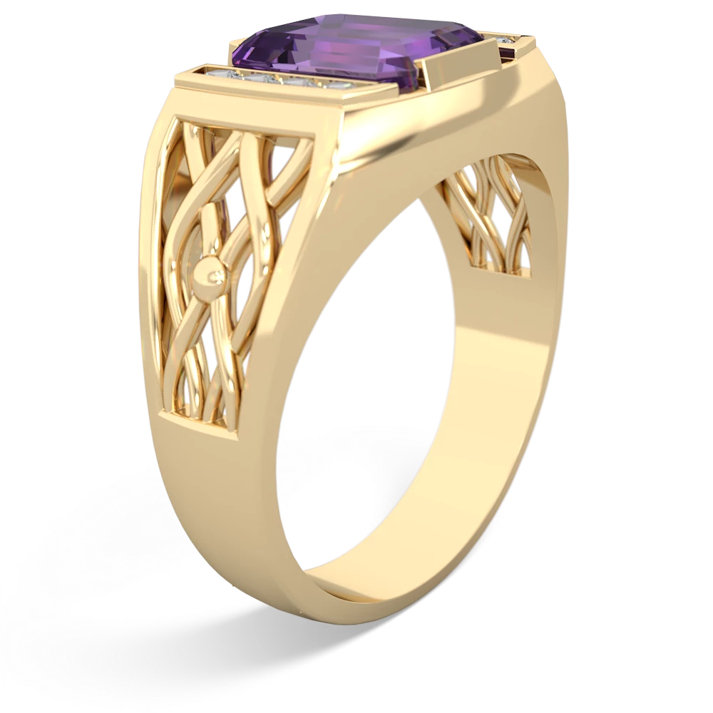 Amethyst Men's Vine 14K Yellow Gold ring R0490