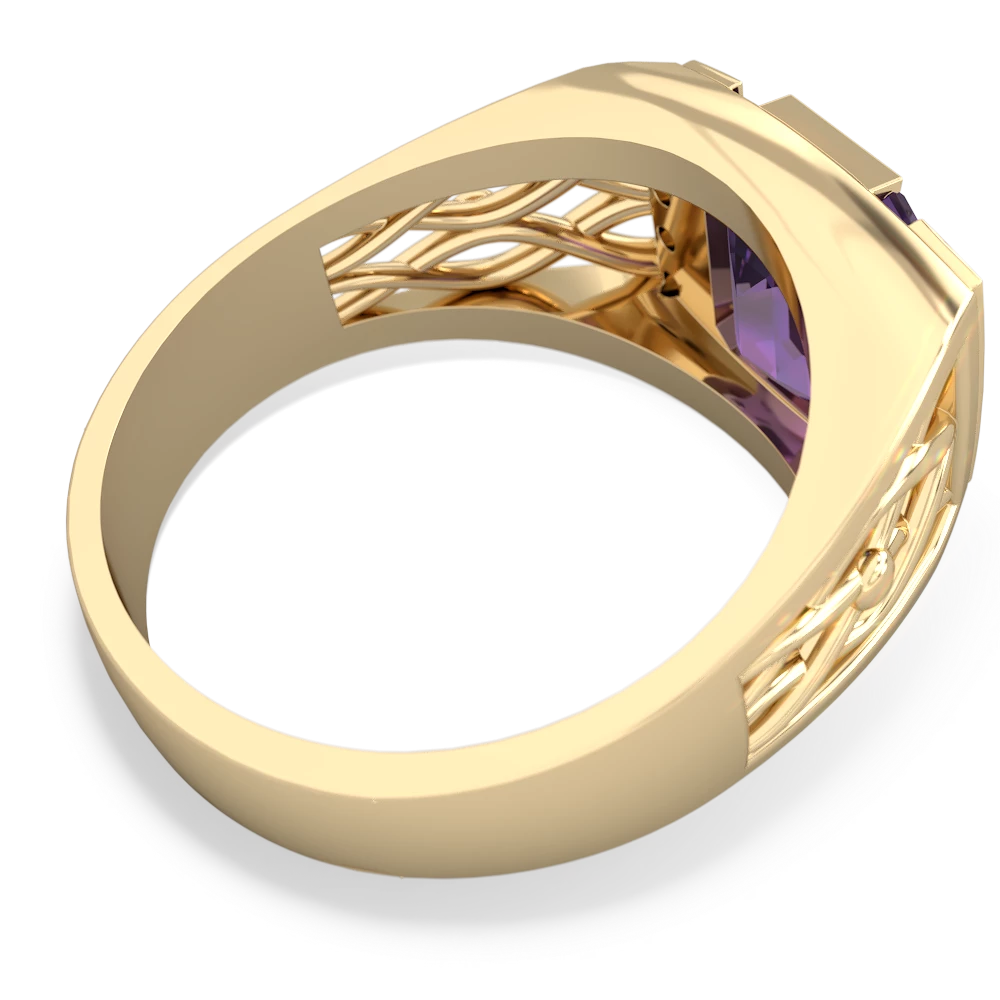 Amethyst Men's Vine 14K Yellow Gold ring R0490