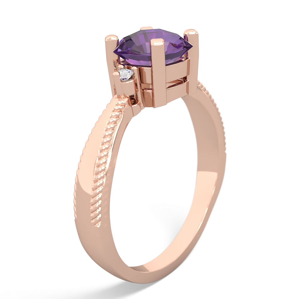 Amethyst Cushion Rope 14K Rose Gold ring R2484