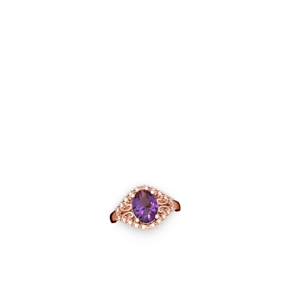 Amethyst Antique Style Cocktail 14K Rose Gold ring R2564