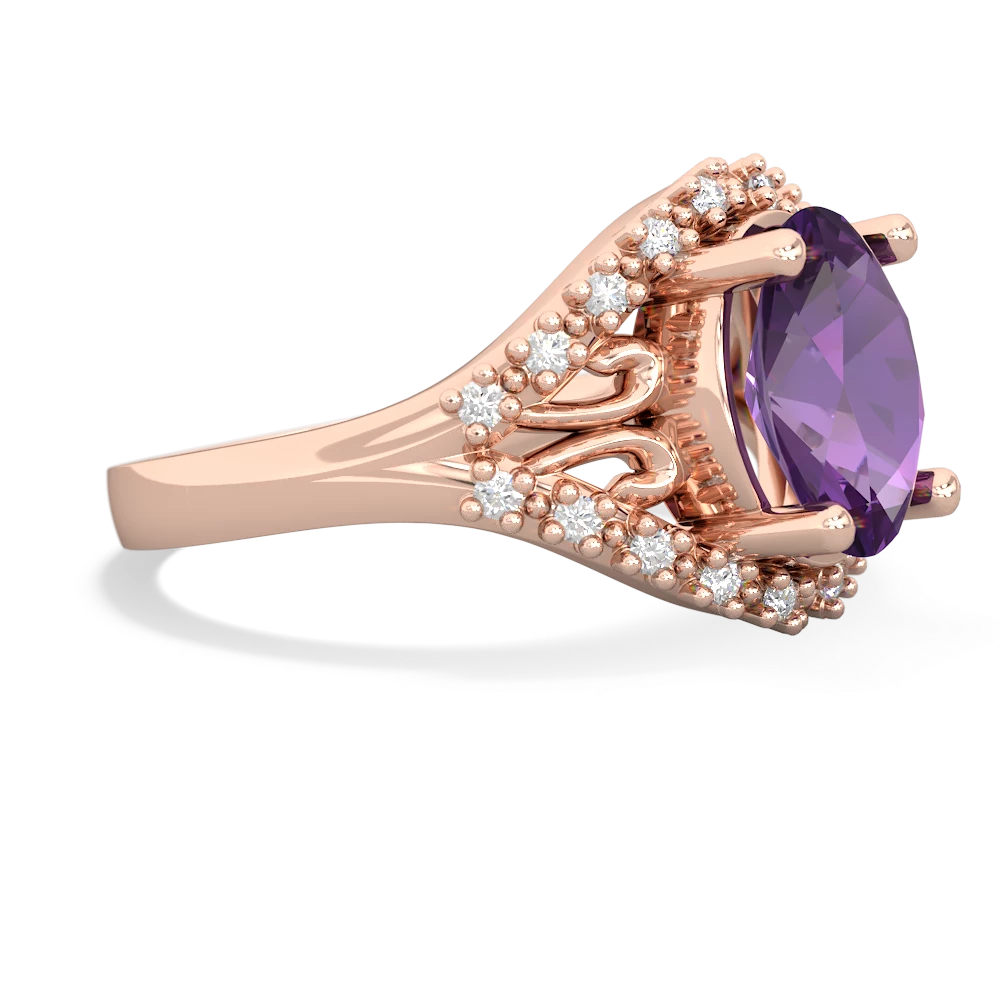 Amethyst Antique Style Cocktail 14K Rose Gold ring R2564