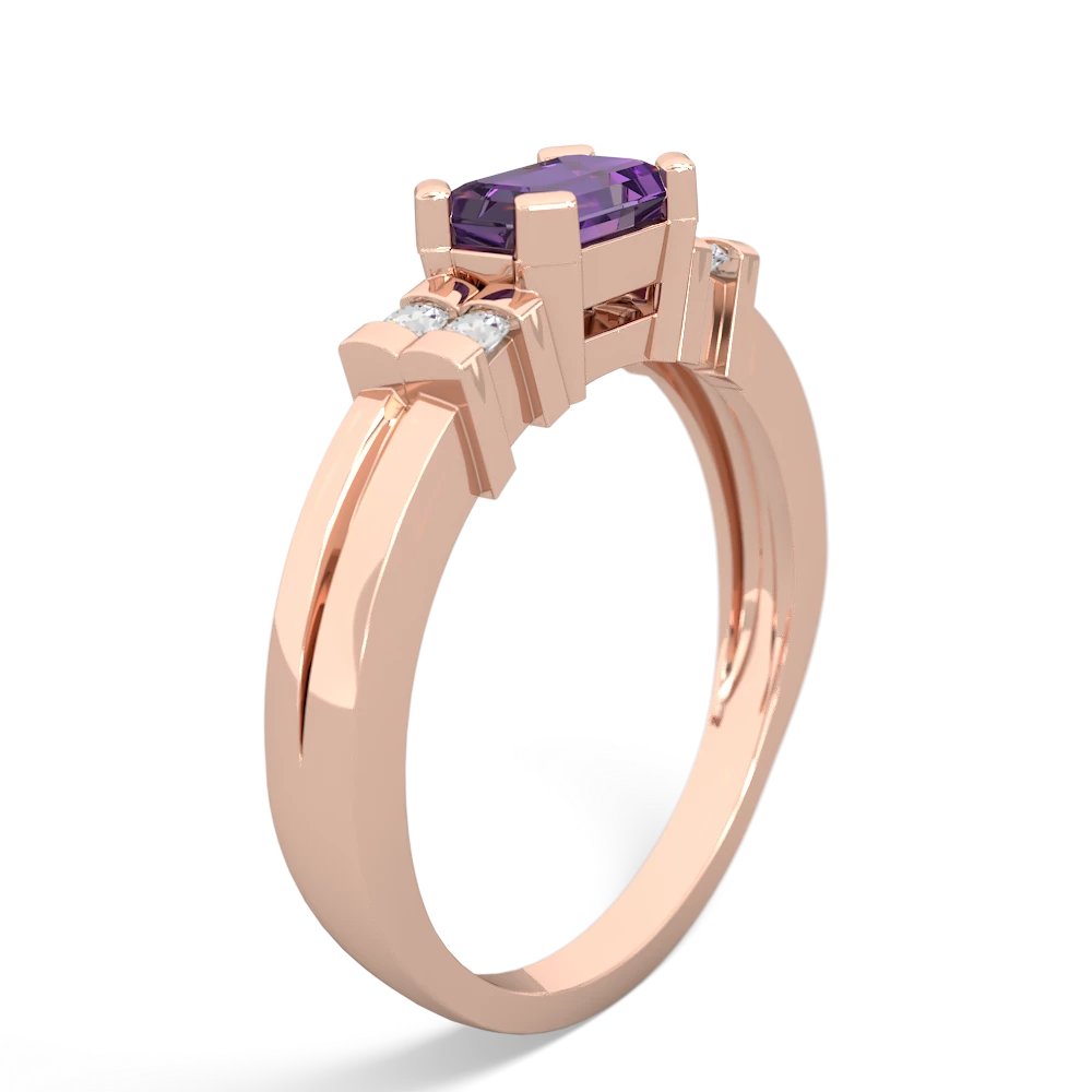 Amethyst Art Deco East-West 14K Rose Gold ring R2590