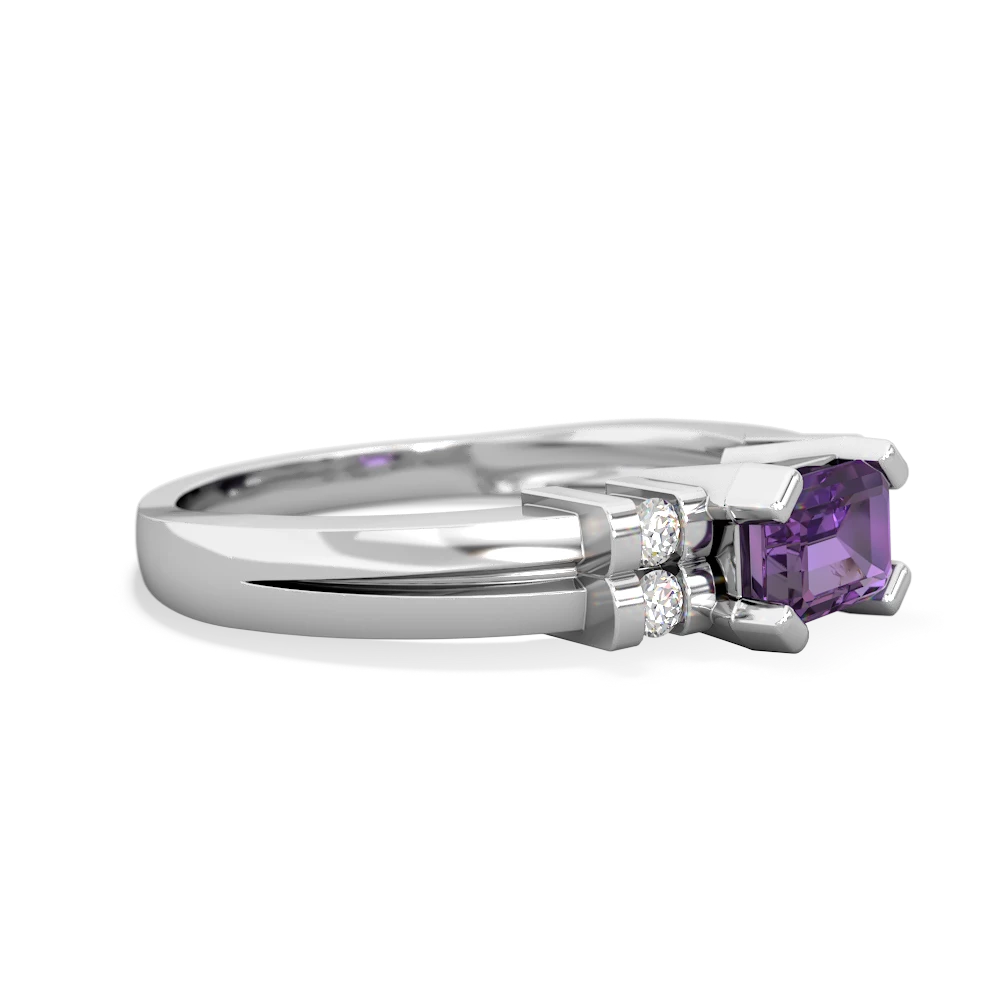 Amethyst Art Deco East-West 14K White Gold ring R2590