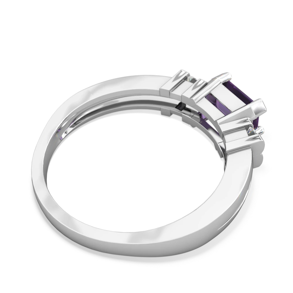 Amethyst Art Deco East-West 14K White Gold ring R2590