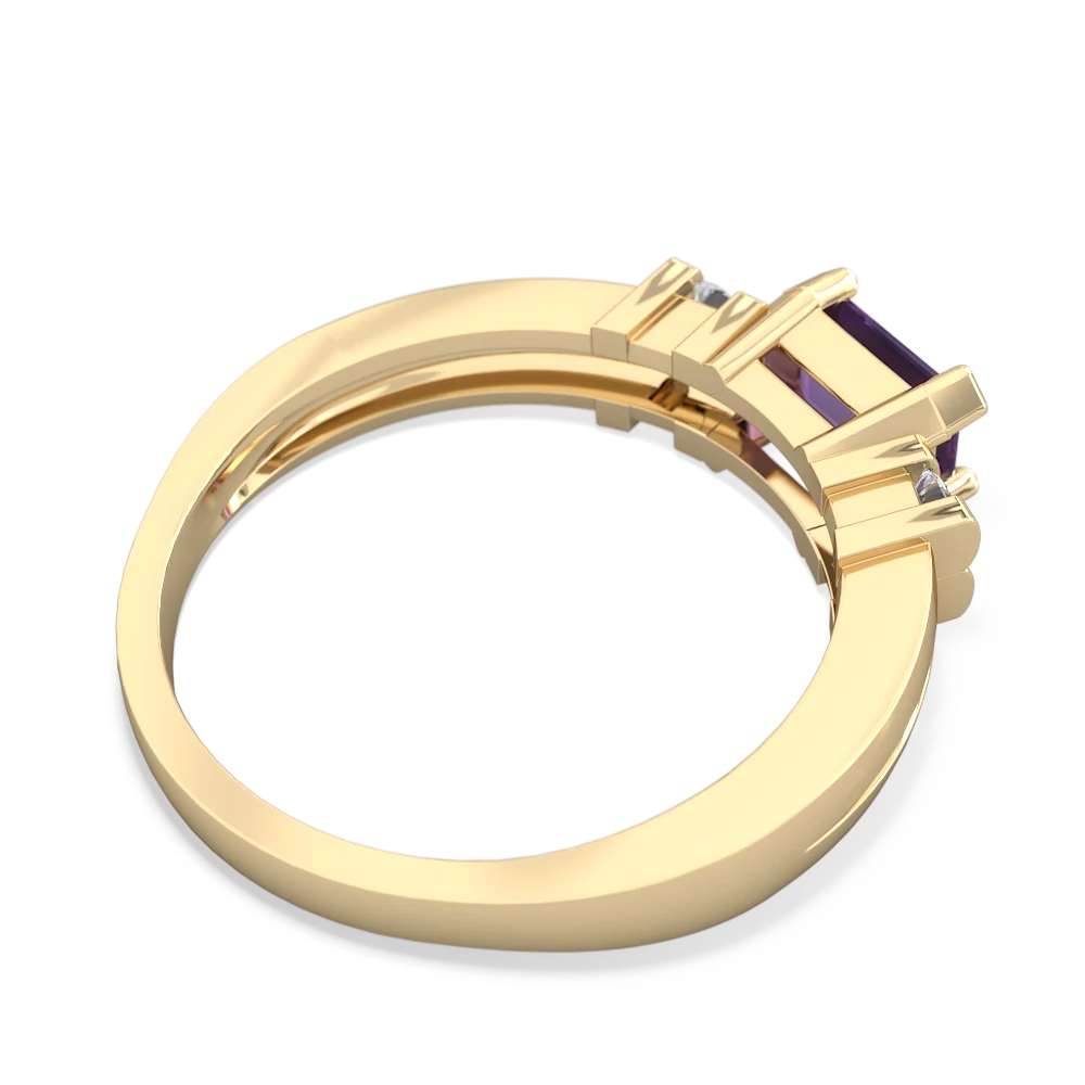 Amethyst Art Deco East-West 14K Yellow Gold ring R2590