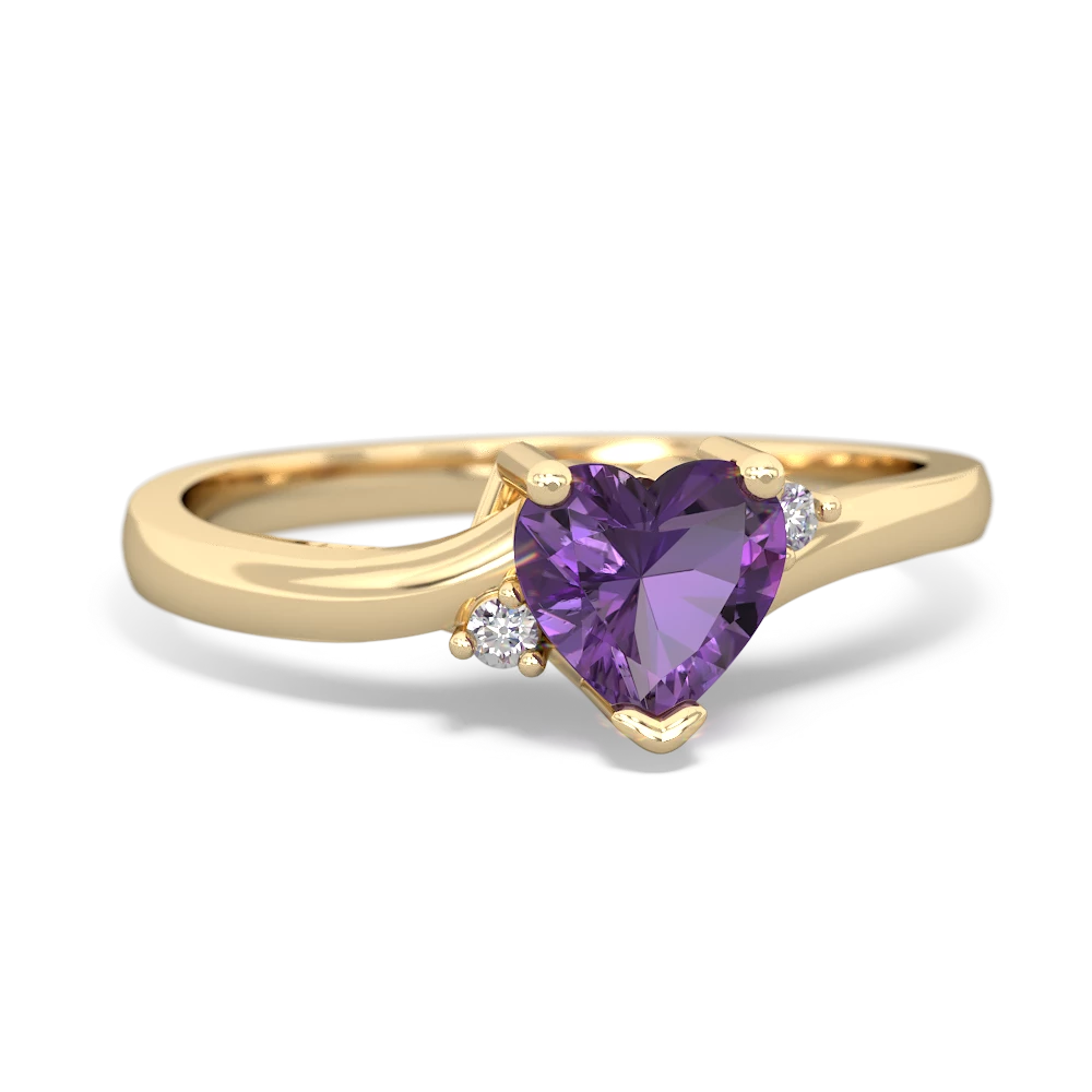 Amethyst Delicate Heart 14K Yellow Gold ring R0203