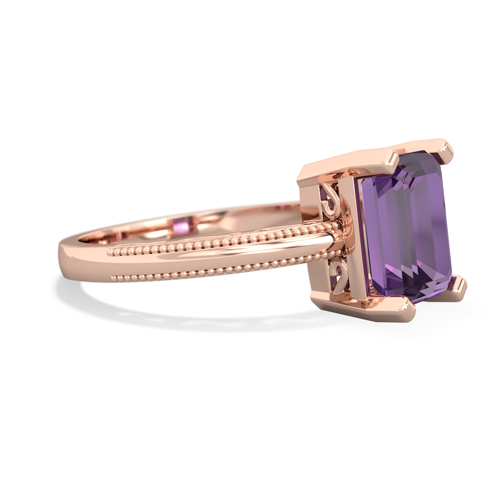 Amethyst Milgrain Scroll 14K Rose Gold ring R2338