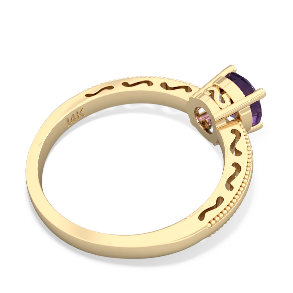 Amethyst Milgrain Filigree 14K Yellow Gold ring R5090