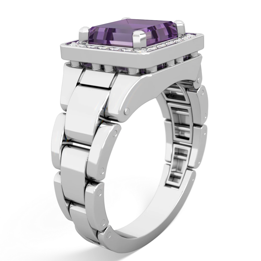 Amethyst Men's Watch 14K White Gold ring R0510