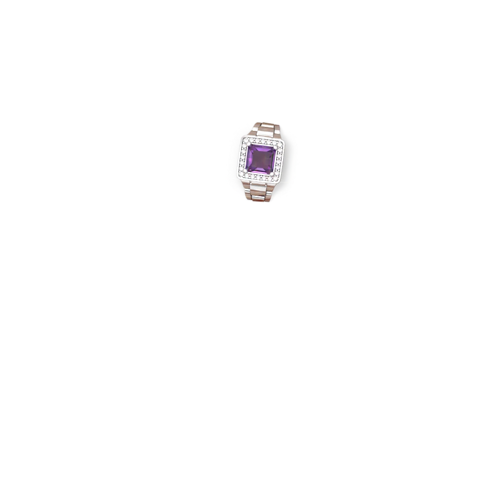 Amethyst Men's Watch 14K White Gold ring R0510