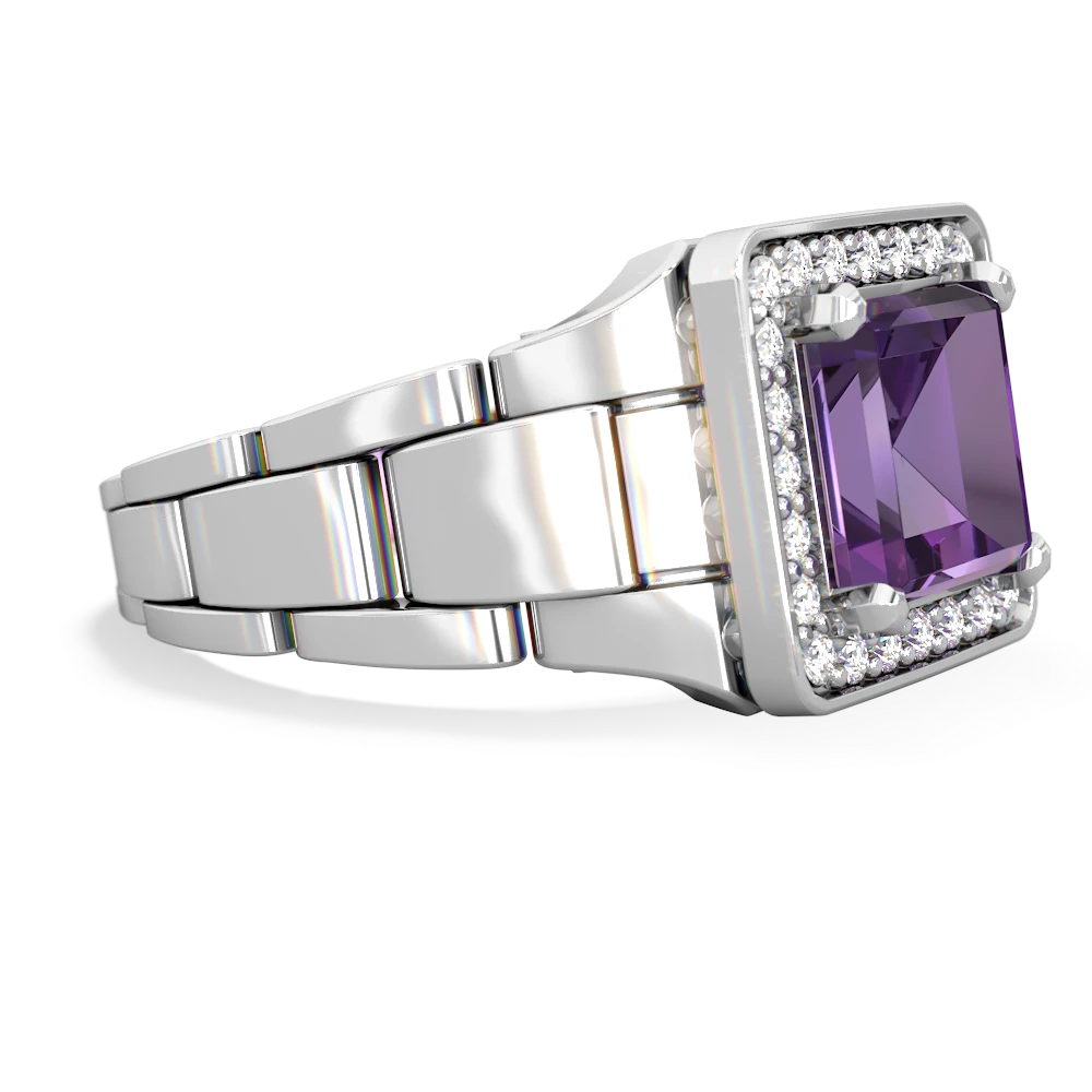 Amethyst Men's Watch 14K White Gold ring R0510