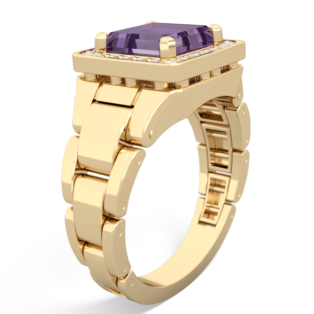 Amethyst Men's Watch 14K Yellow Gold ring R0510