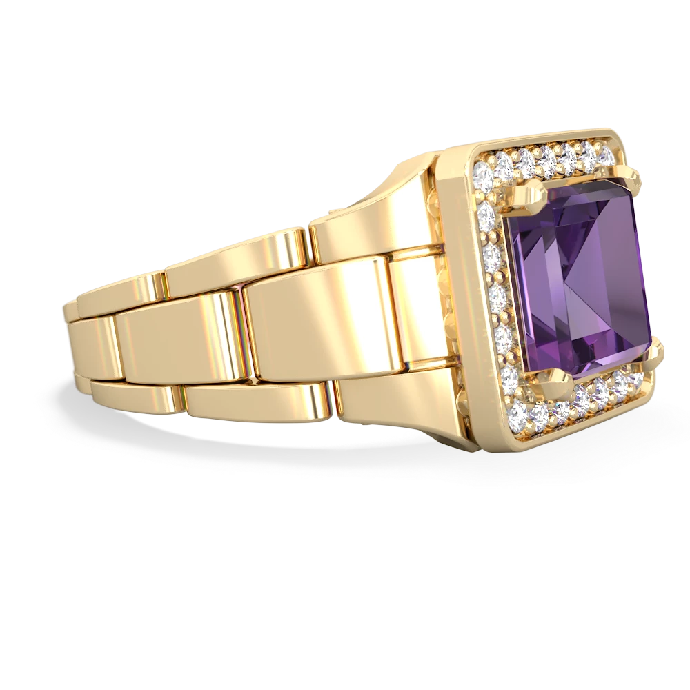 Amethyst Men's Watch 14K Yellow Gold ring R0510