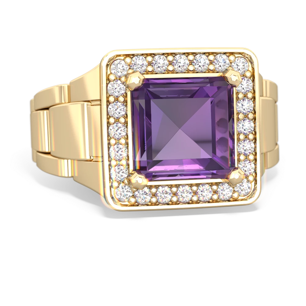 Amethyst Men's Watch 14K Yellow Gold ring R0510