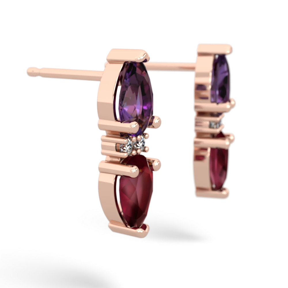 Amethyst Bowtie Drop 14K Rose Gold earrings E0865