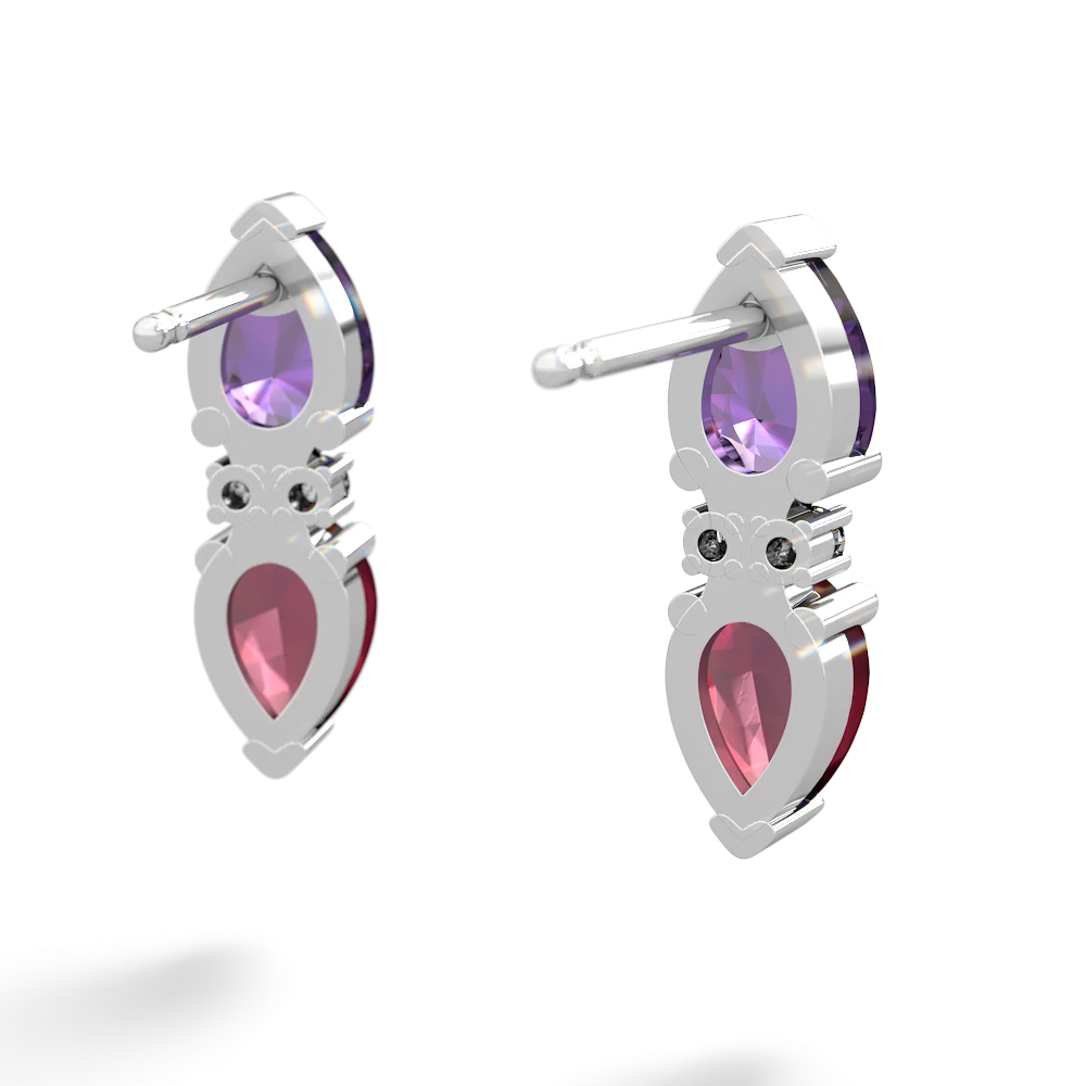 Amethyst Bowtie Drop 14K White Gold earrings E0865