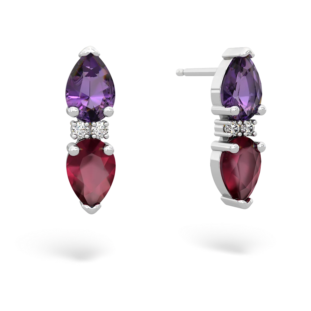 Amethyst Bowtie Drop 14K White Gold earrings E0865