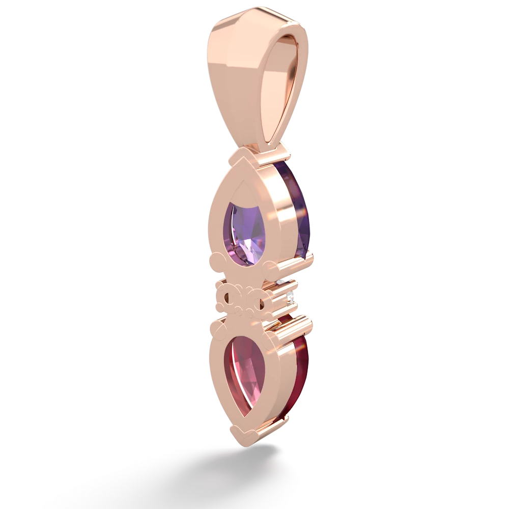 Amethyst Bowtie Drop 14K Rose Gold pendant P0865