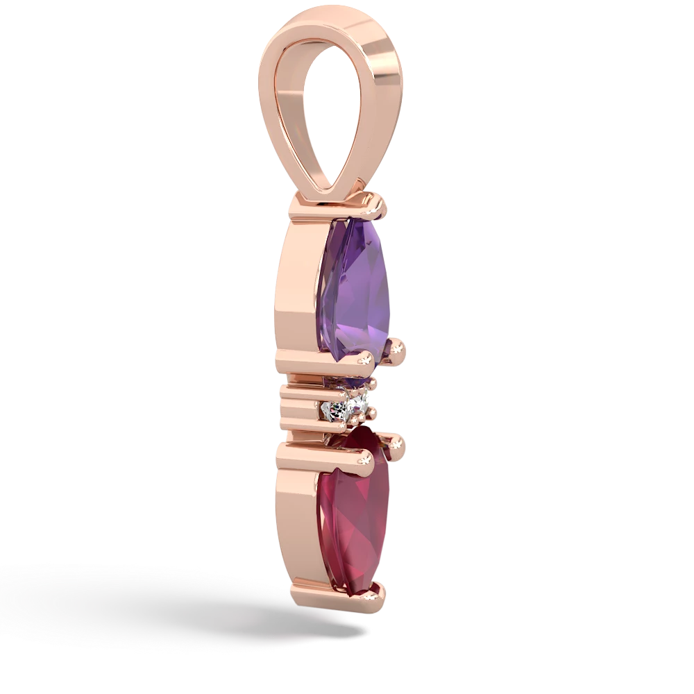 Amethyst Bowtie Drop 14K Rose Gold pendant P0865