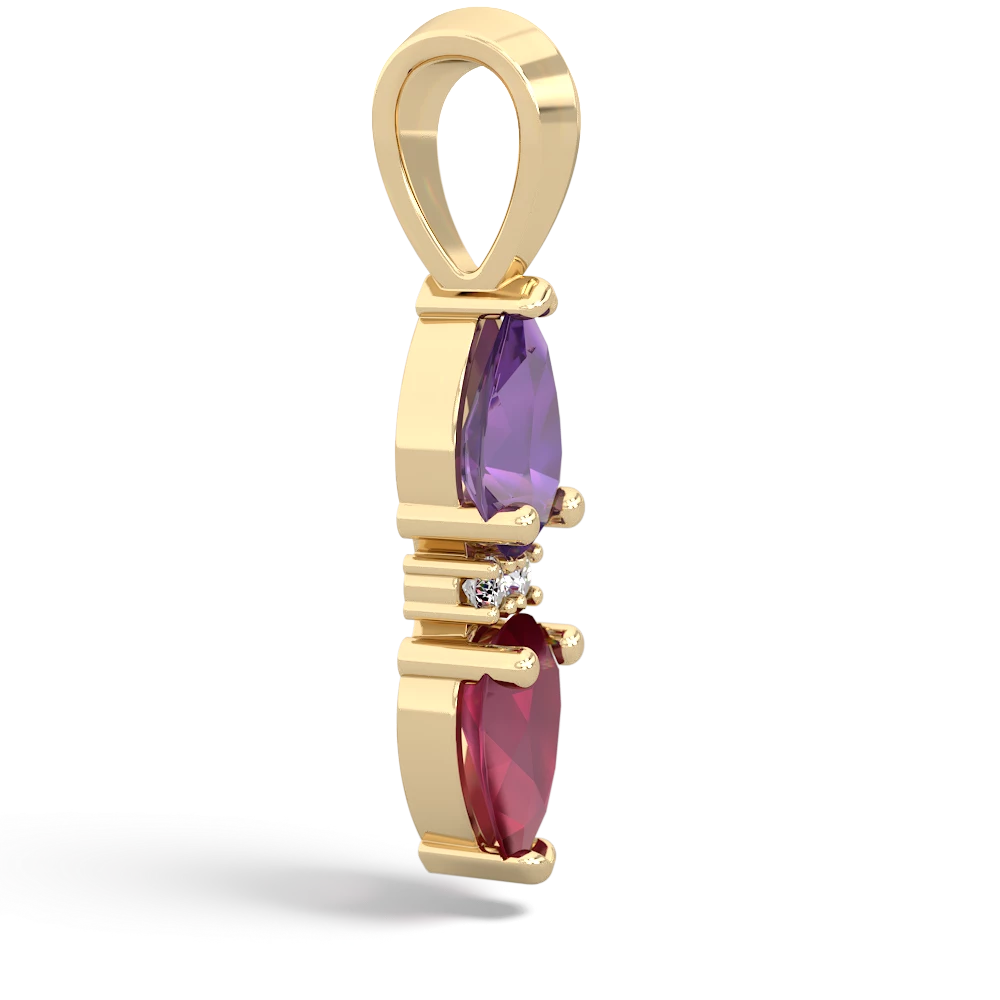 Amethyst Bowtie Drop 14K Yellow Gold pendant P0865