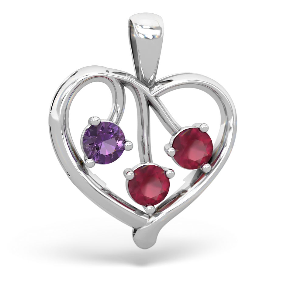 Amethyst Glowing Heart 14K White Gold pendant P2233