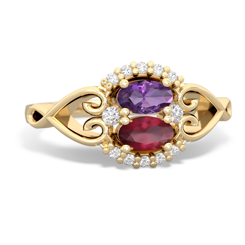 Amethyst Love Nest 14K Yellow Gold ring R5860