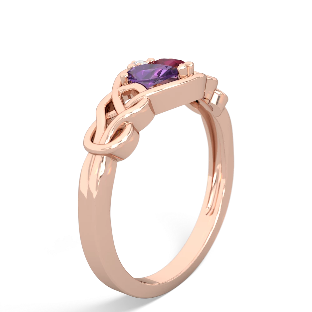 Amethyst Celtic Love Knot 14K Rose Gold ring R5420