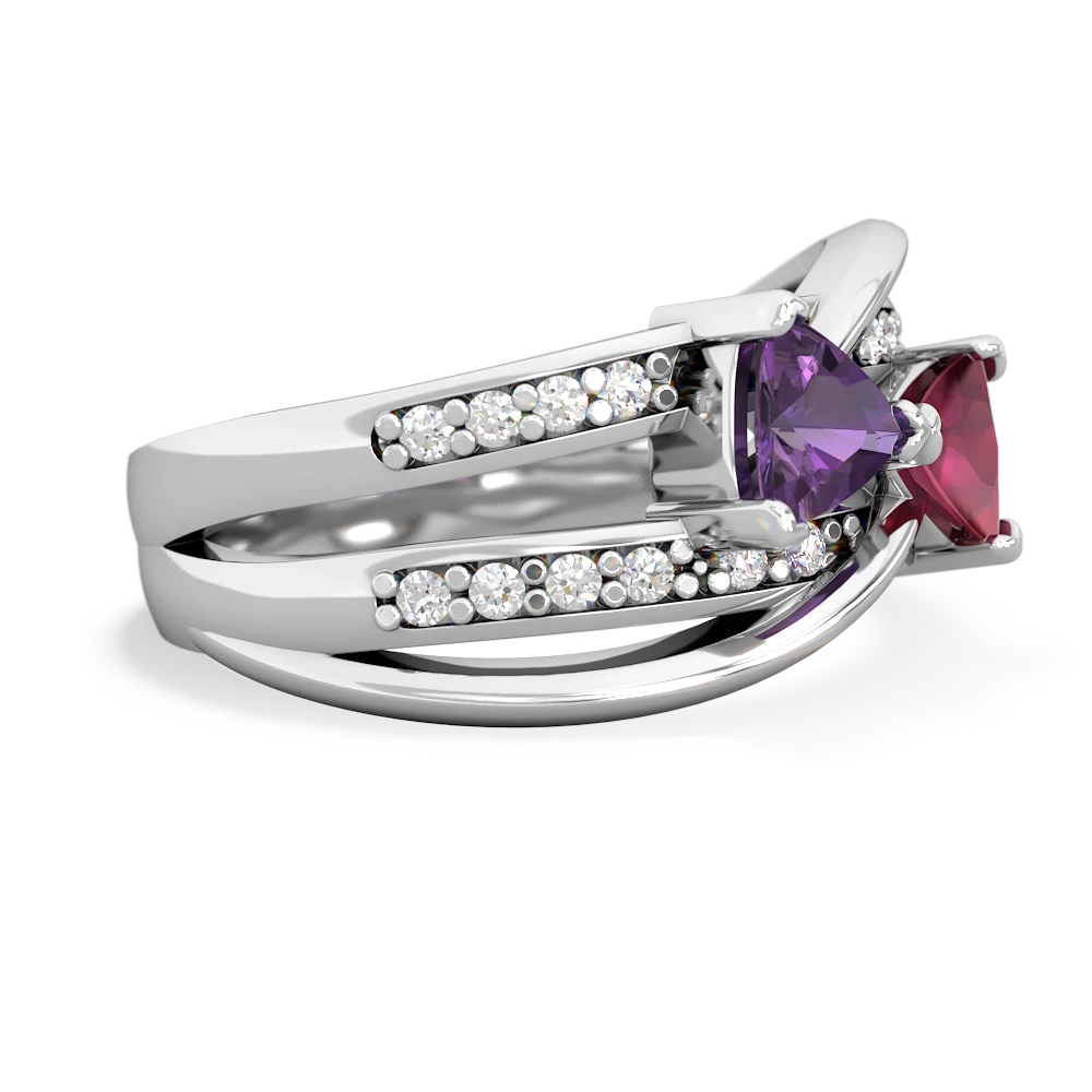 Amethyst Bowtie 14K White Gold ring R2360