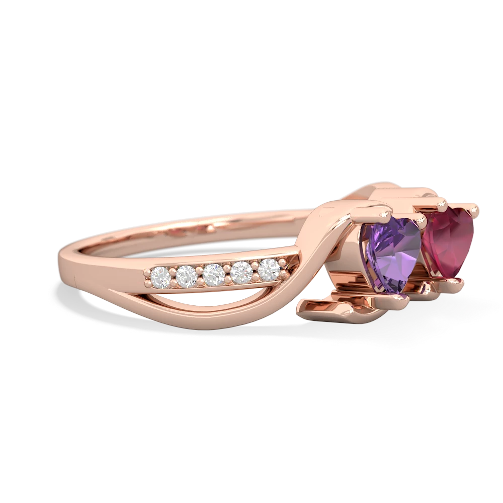 Amethyst Side By Side 14K Rose Gold ring R3090