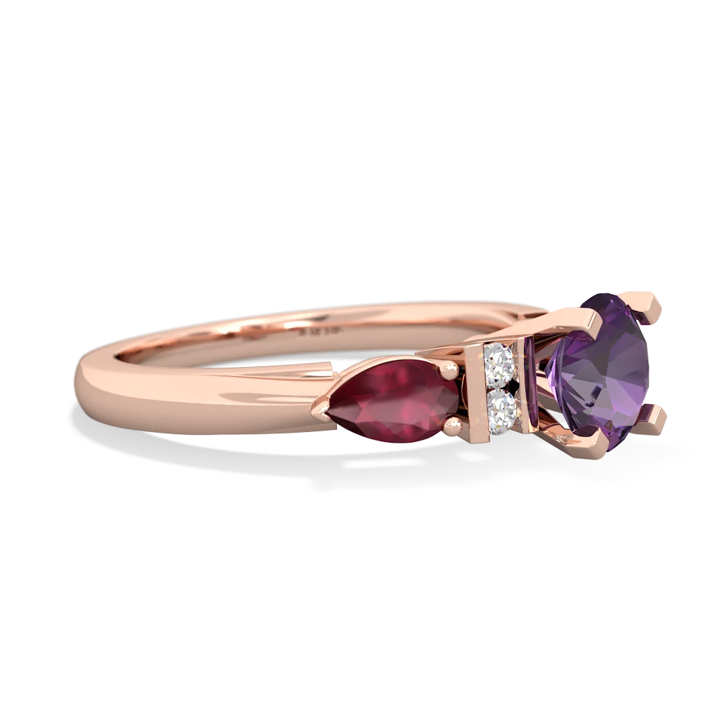 Amethyst 6Mm Round Eternal Embrace Engagement 14K Rose Gold ring R2005