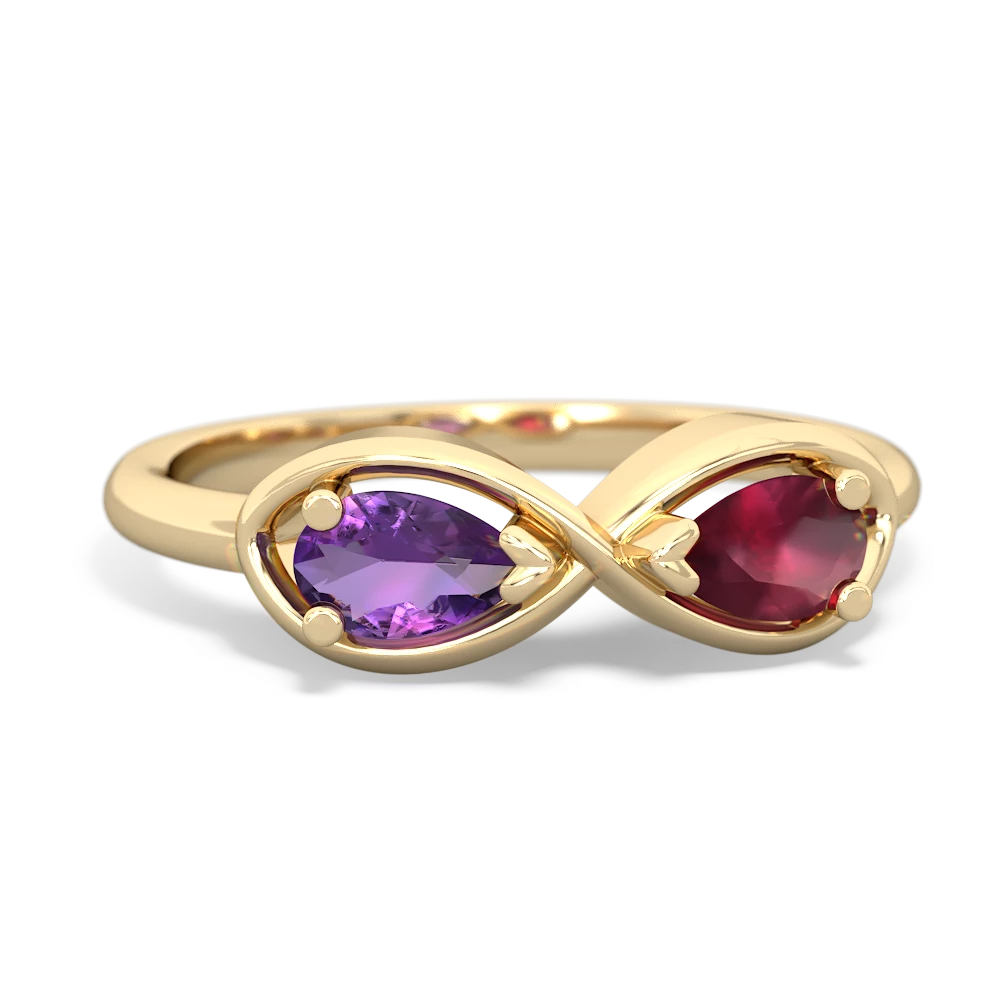 Amethyst Infinity 14K Yellow Gold ring R5050