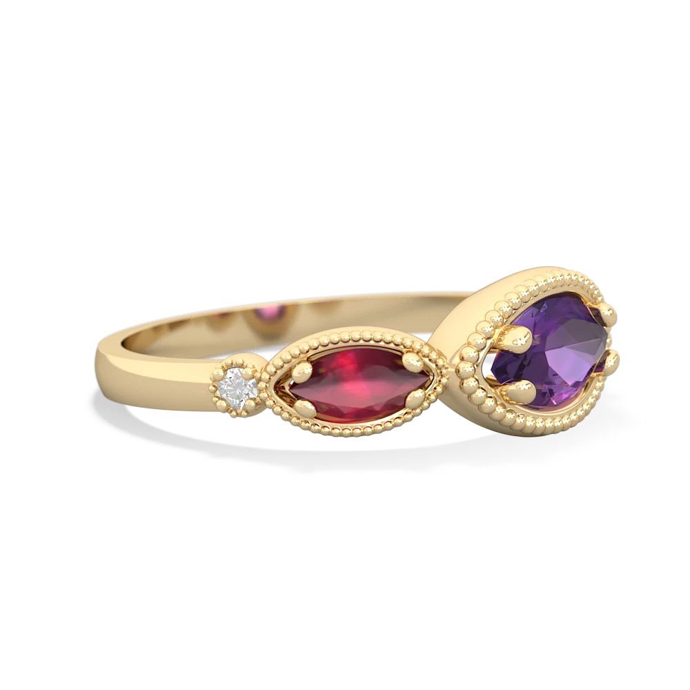 Amethyst Milgrain Marquise 14K Yellow Gold ring R5700