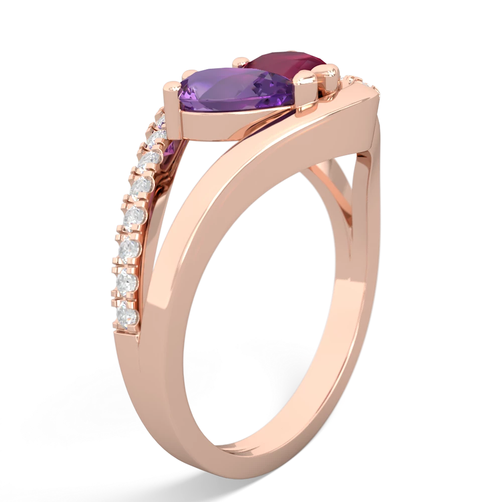 Amethyst Nestled Heart Keepsake 14K Rose Gold ring R5650