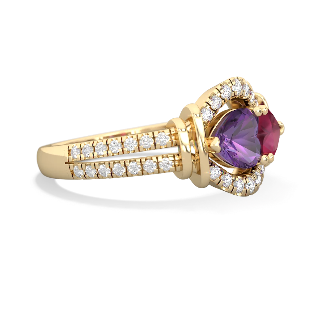 Amethyst Art-Deco Keepsake 14K Yellow Gold ring R5630