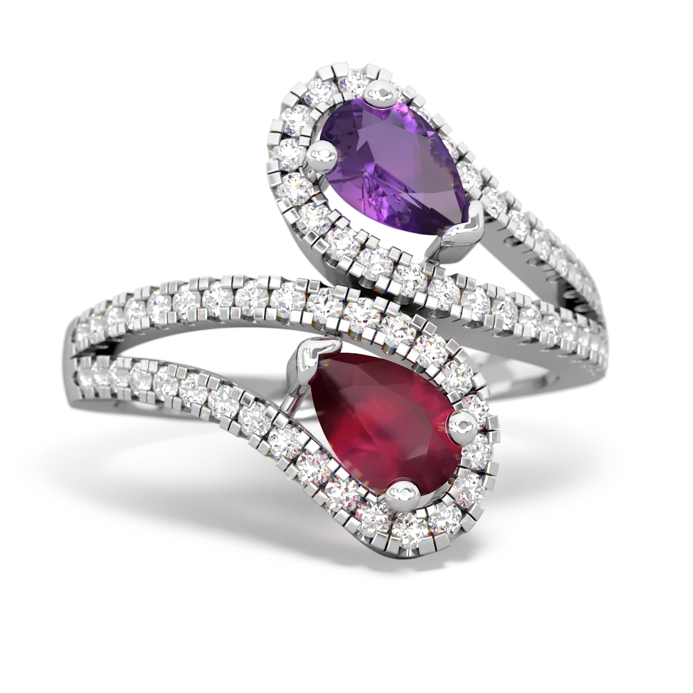 Amethyst Diamond Dazzler 14K White Gold ring R3000