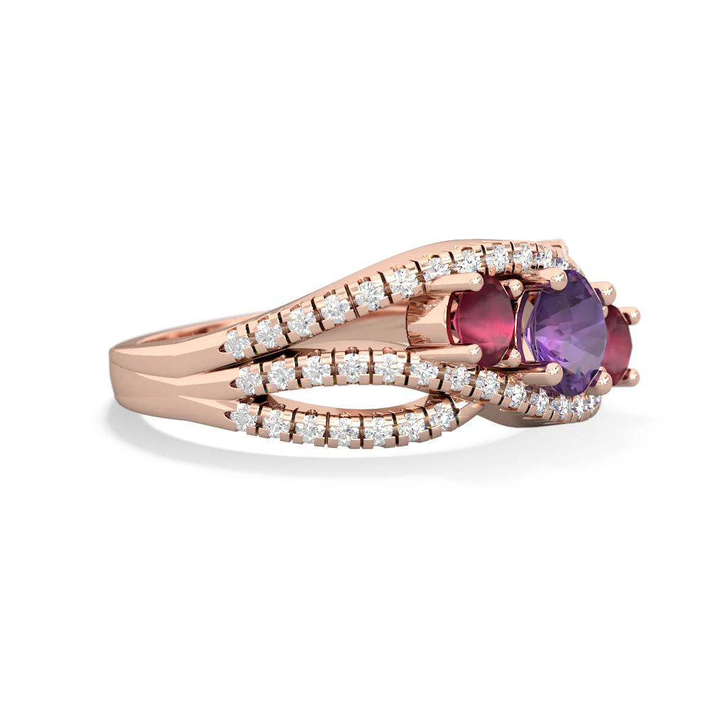 Amethyst Three Stone Aurora 14K Rose Gold ring R3080