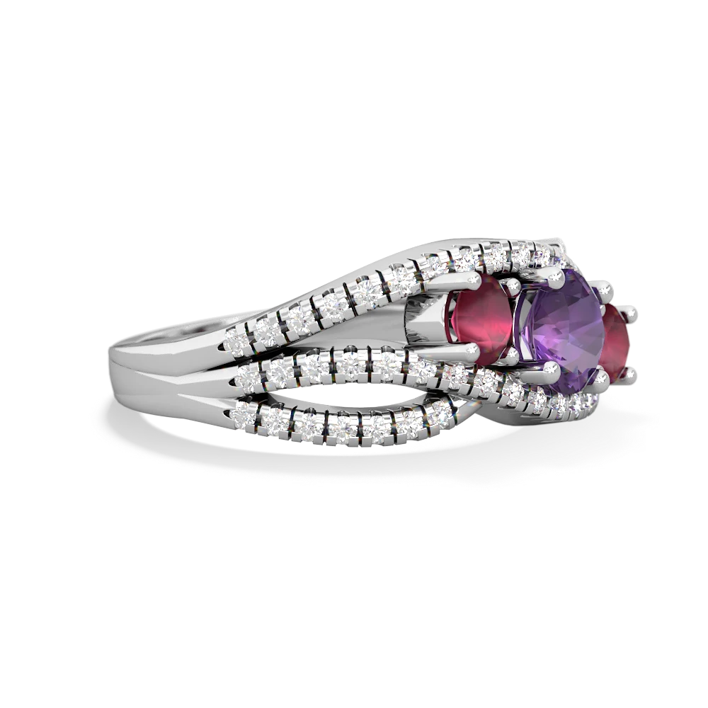 Amethyst Three Stone Aurora 14K White Gold ring R3080