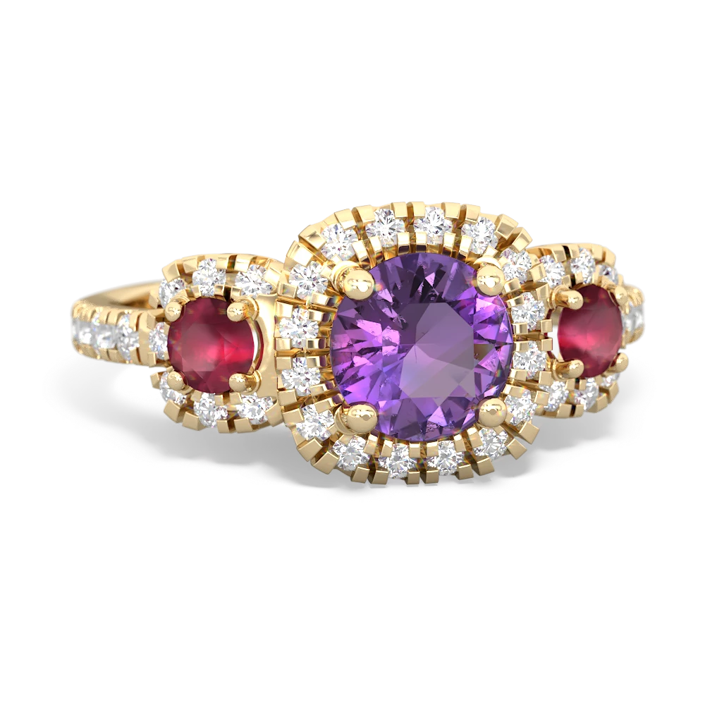 Amethyst Regal Halo 14K Yellow Gold ring R5350