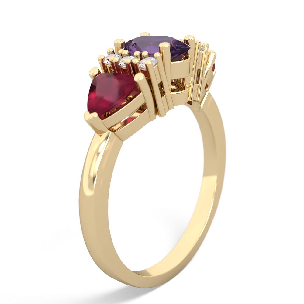 Amethyst Antique Style Three Stone 14K Yellow Gold ring R2186